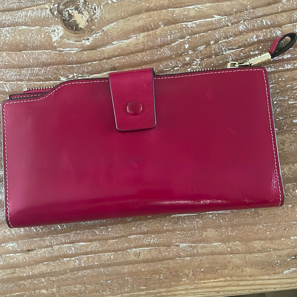 RFID Blocking Women's Genuine Leather Wallet Card Holder with Phone Pocket